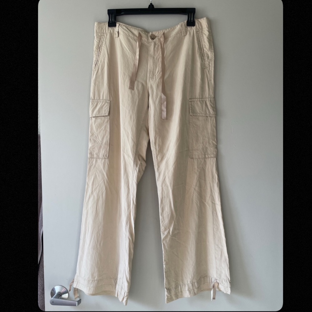 Banana Republic 100% Silk Tan Cargo Pants